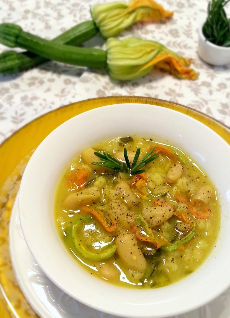 Orzetto in giallo con zucchine fiorite piatto unico