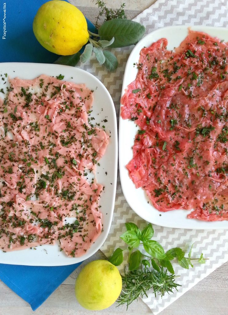 Doppio carpaccio alle erbe aromatiche ricetta veloce