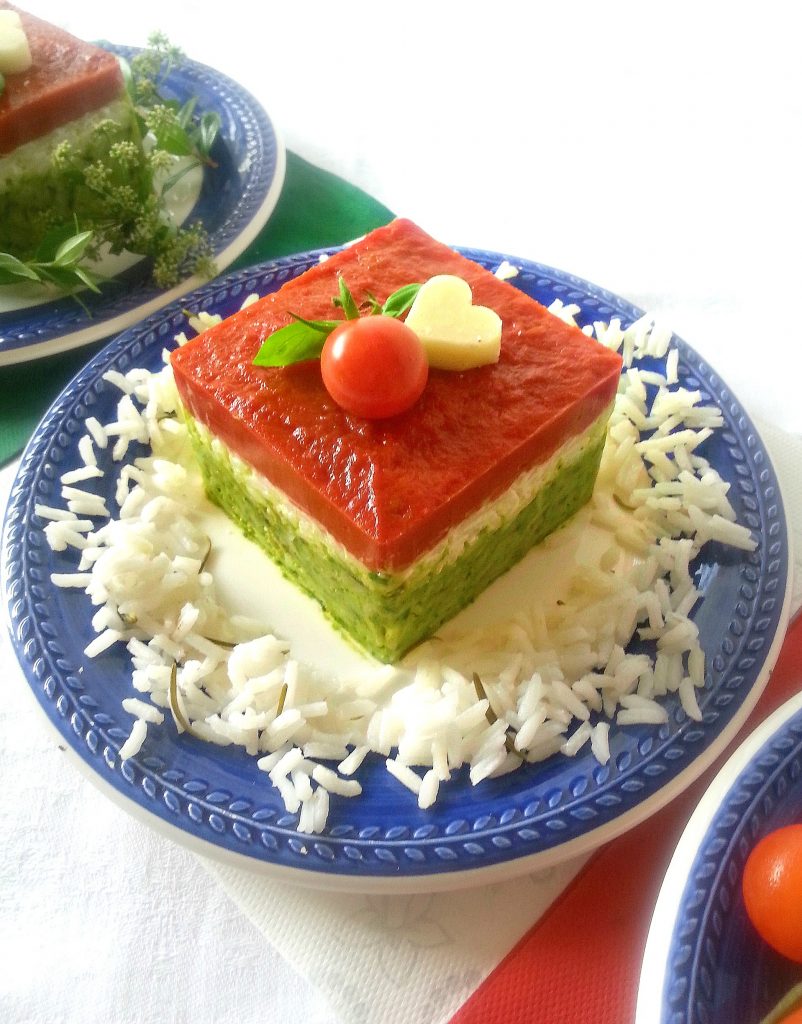 Tortino tricolore di riso e pomodoro ricetta light