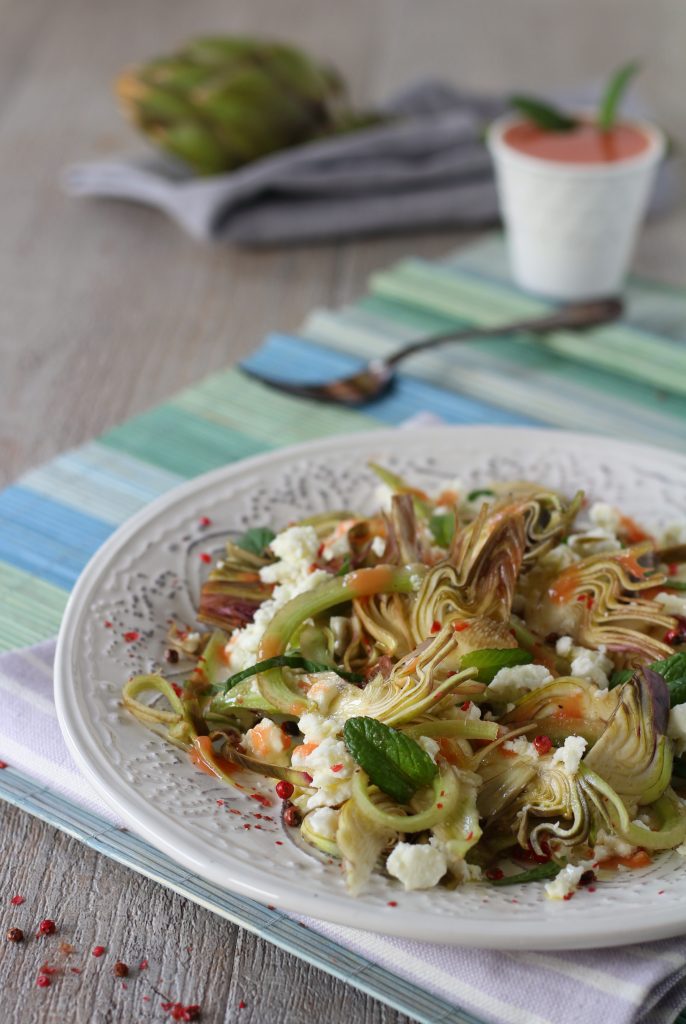 Insalata carciofi feta e pompelmo rosa light