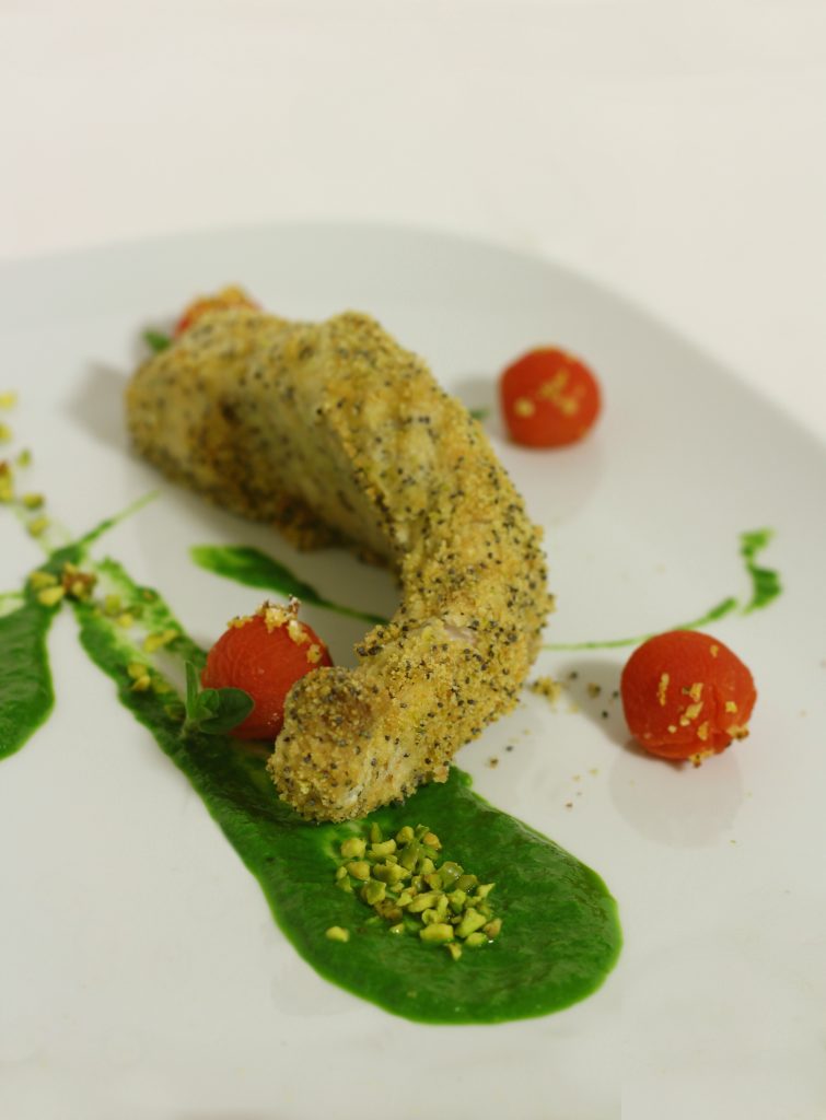 Filetto di storione al forno con papavero e pistacchio facile