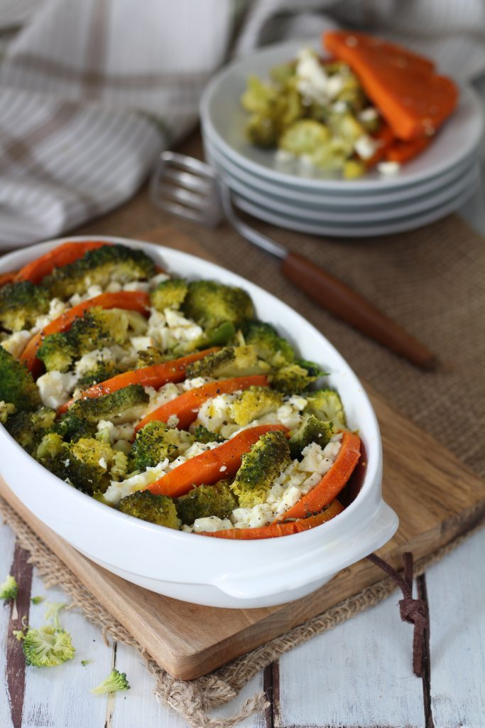 Terrina feta broccoli e zucca al rosmarino vegetariana