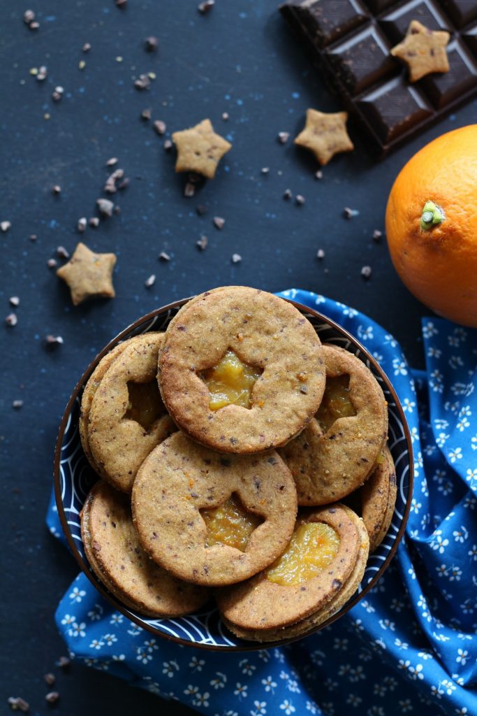 Frollini veg al farro cioccolato e arancia zenitale