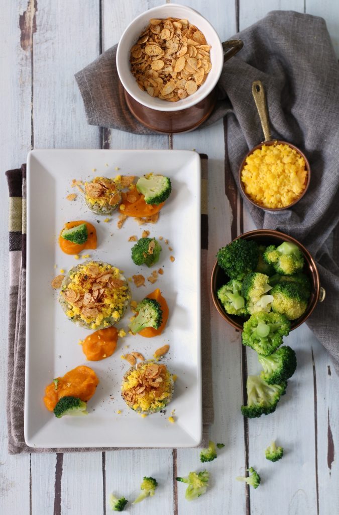 Uovo saraceno ai broccoli con zucca mandorle e grano saraceno 