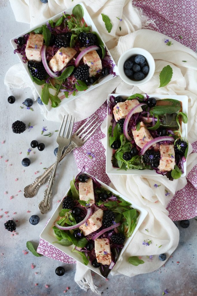 Feta marinata con frutti rossi stevia e sale al lampone SENZA COTTURA