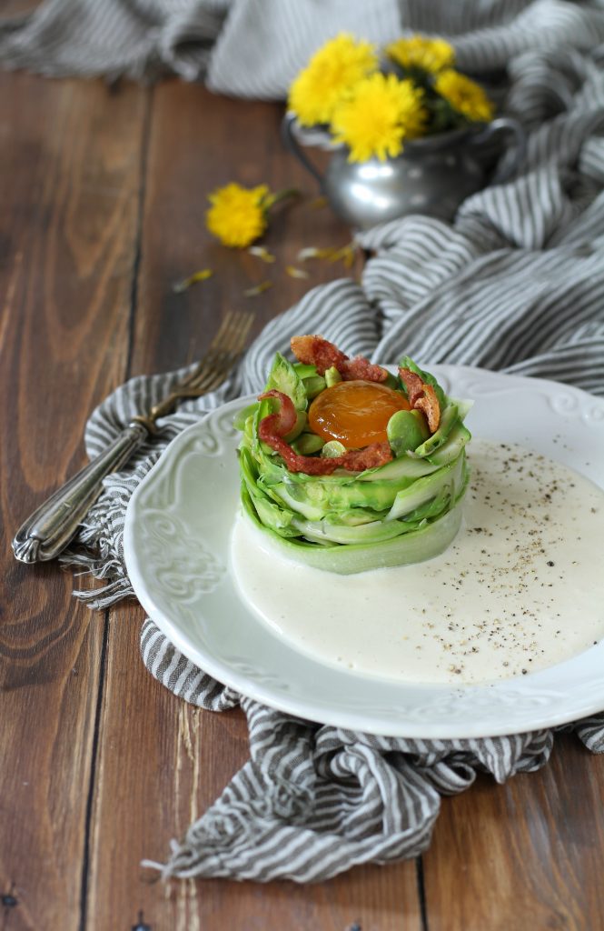 Antipasto alla carbonara con fave e asparagi carbonaraday papillamonella