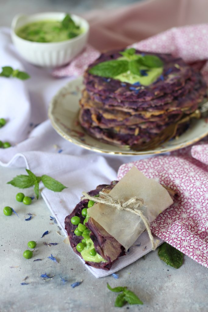 Pancakes senza uova con piselli e carote viola RICETTA VELOCE