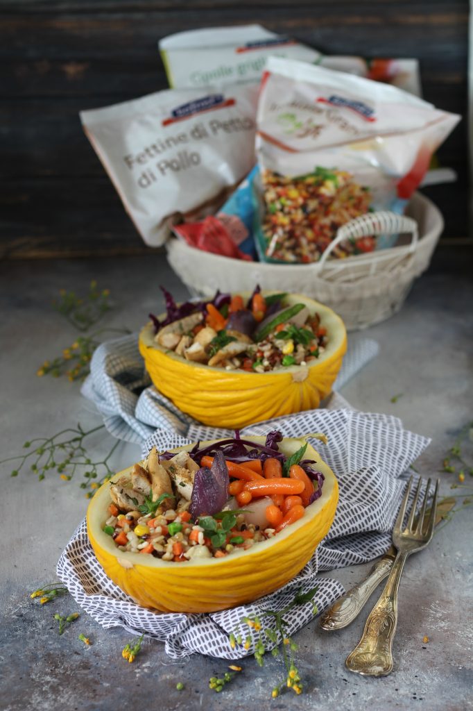 Melone bowl con pollo marinato cereali e verdure bofrost