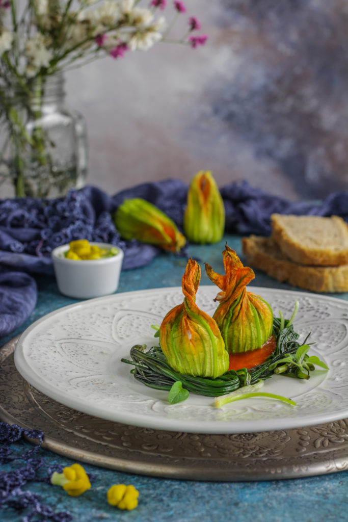 Fiori di zucca ripieni al forno vegetariani light