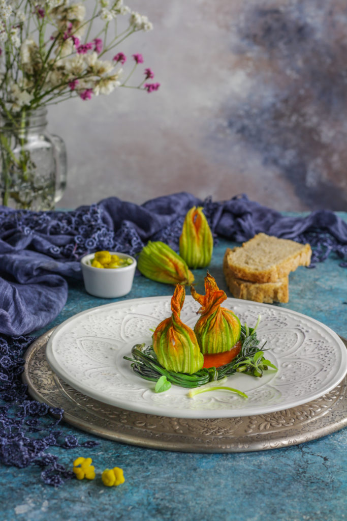 Fiori di zucca ripieni al forno vegetariani facili