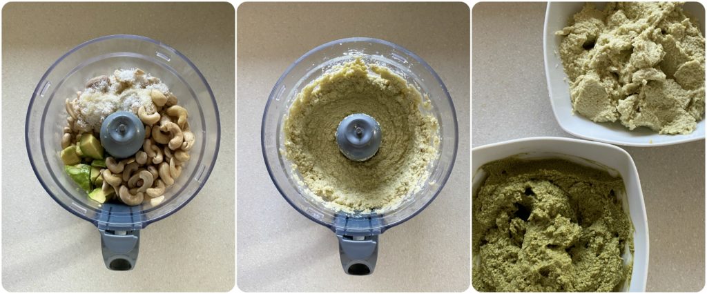 Tortine vegan senza cottura con avocado crema al tè matcha