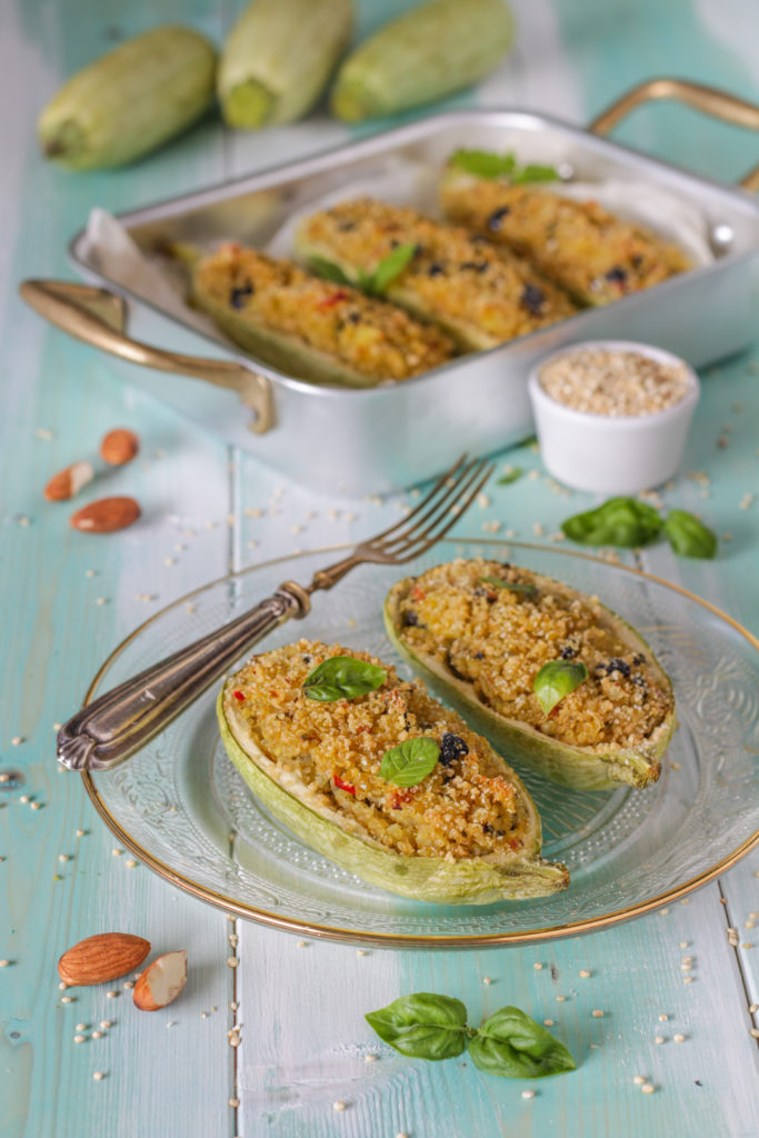 Zucchine al forno ripiene con quinoa ricetta senza glutine