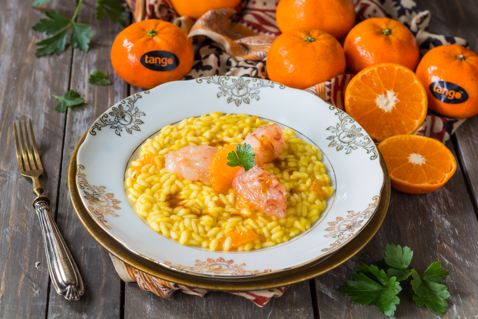 Risotto al mandarino e crudo di gamberi Una esplosione di sapore!