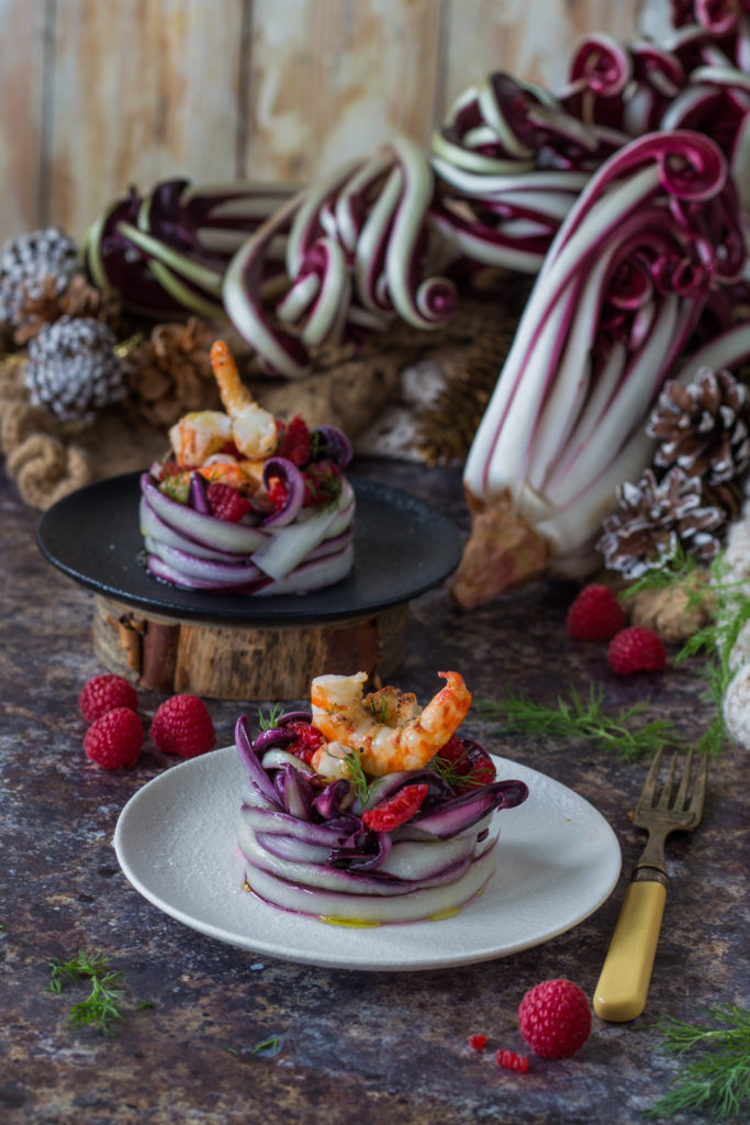 Nidi di radicchio tardivo con mazzancolle 