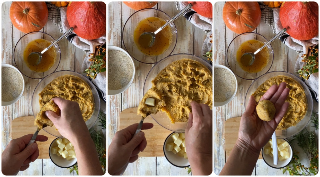 Polpette gustose zucca e formaggio preparazione