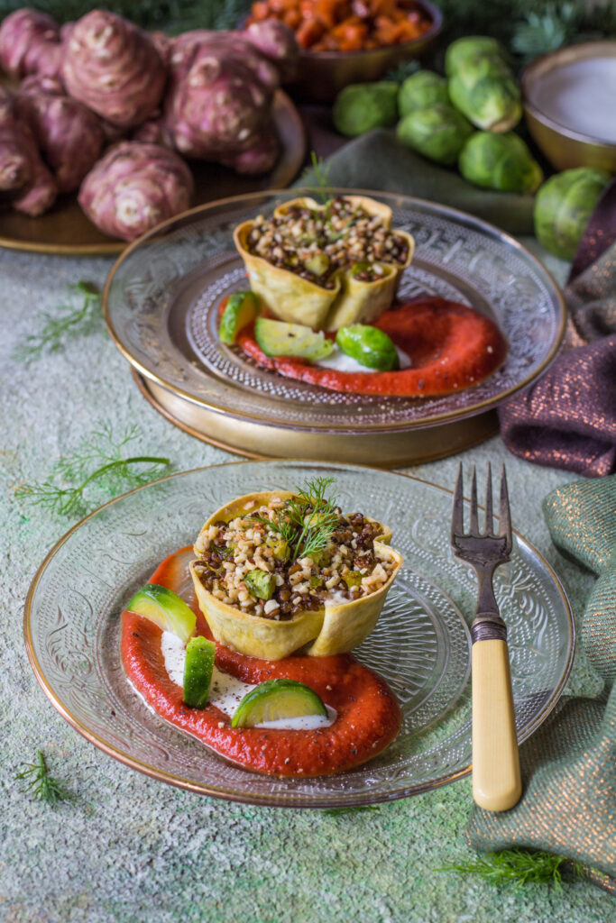 Lasagne muffin con verdure e lenticchie