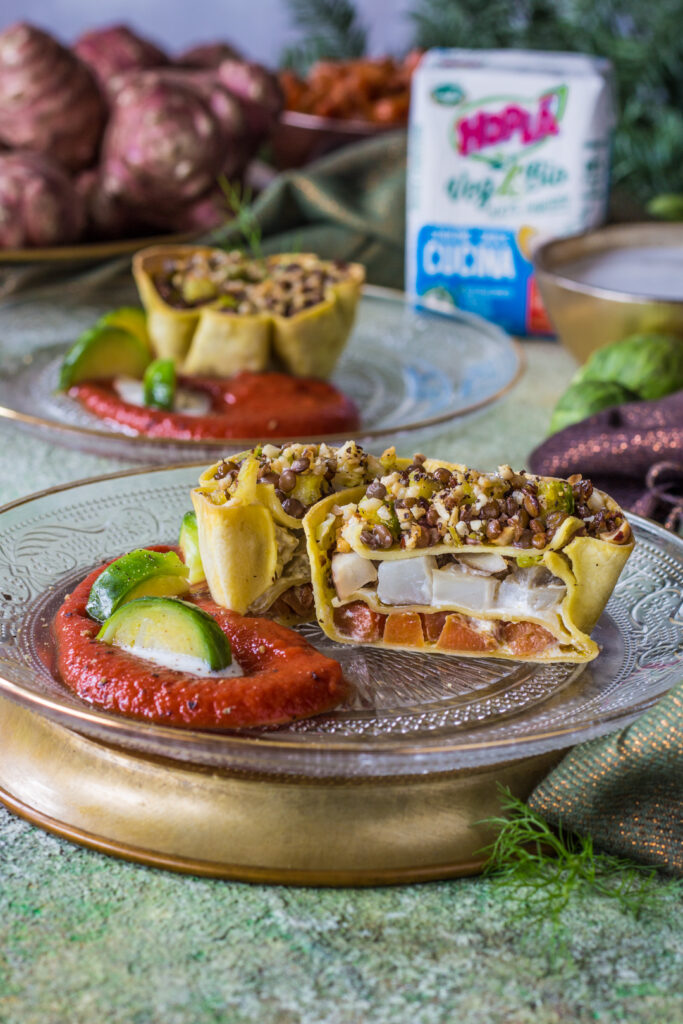 Lasagne muffin con verdure e lenticchie