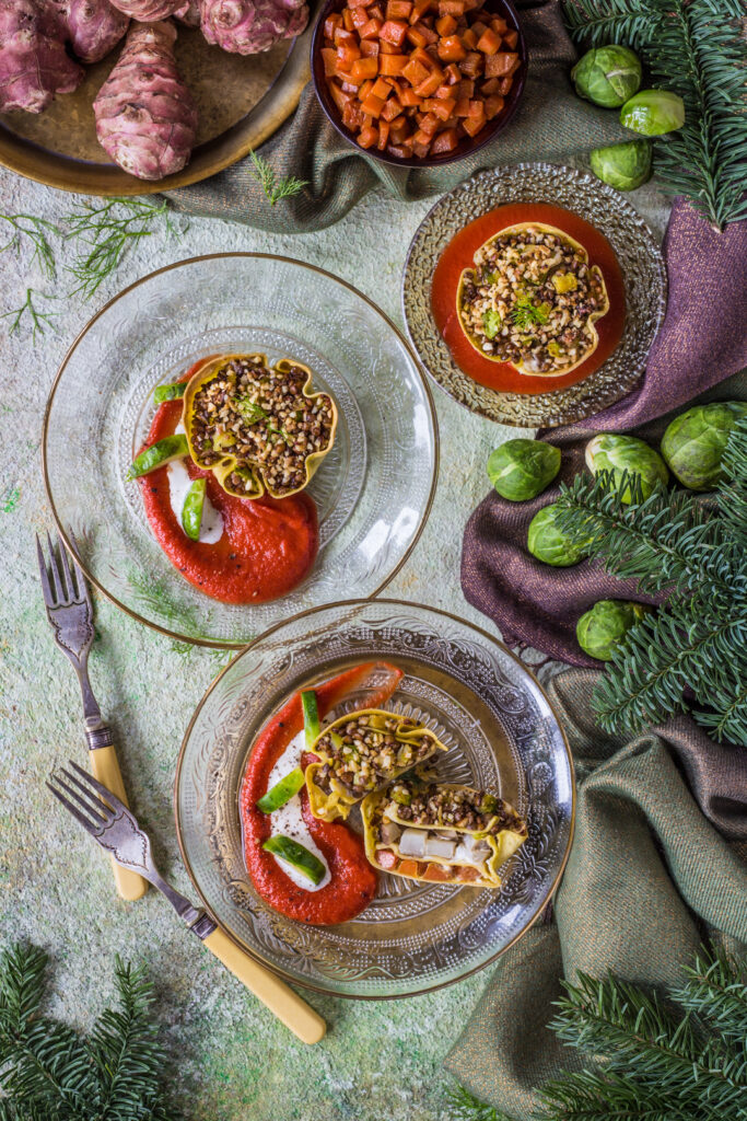 Lasagne muffin con verdure e lenticchie golosi e vegan