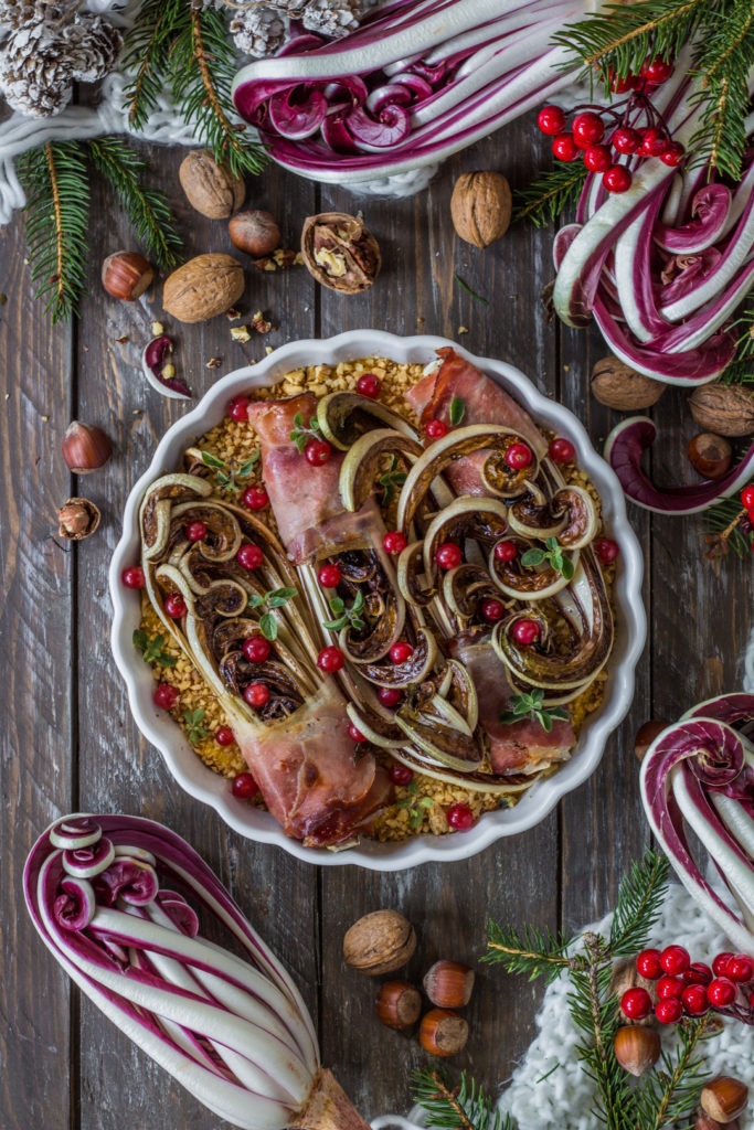 Radicchio al forno con speck e zafferano