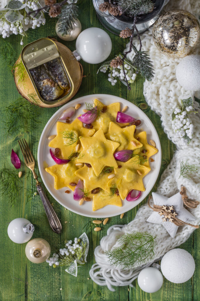 Ravioli a stella con sardine in agrodolce ricetta facile