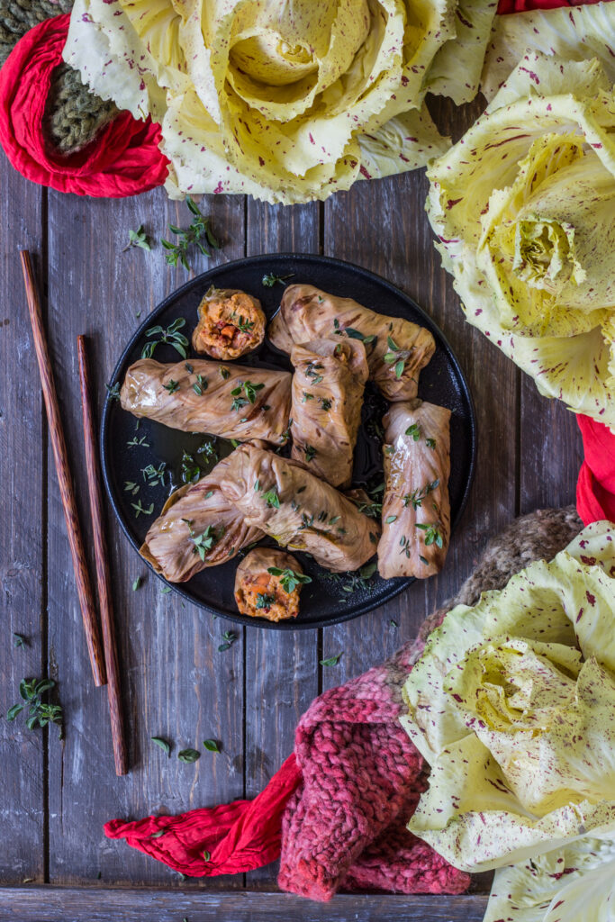 Sushi vegano di radicchio variegato