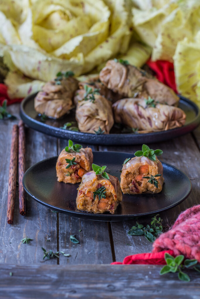 Sushi vegetale di radicchio variegato