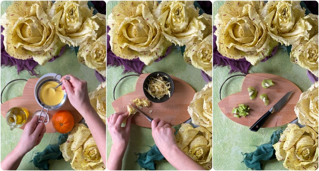 step creazione insalata radicchio e quinoa