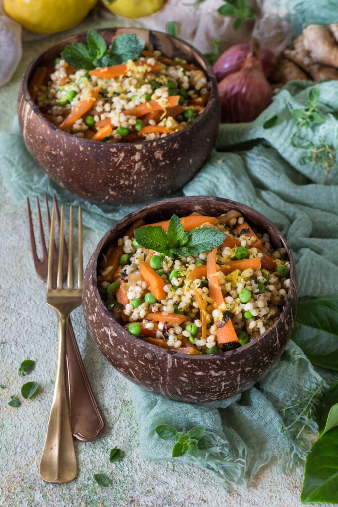 Insalata di sorgo alle verdure e zenzero