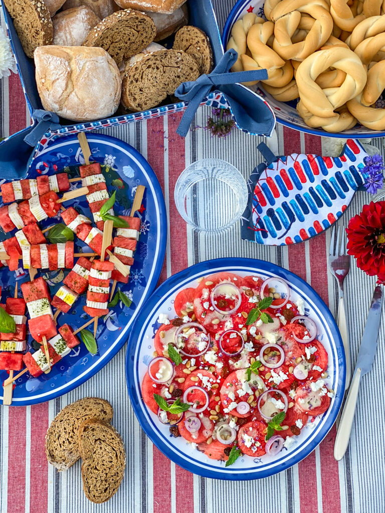 Carpaccio di anguria con feta pinoli e lime