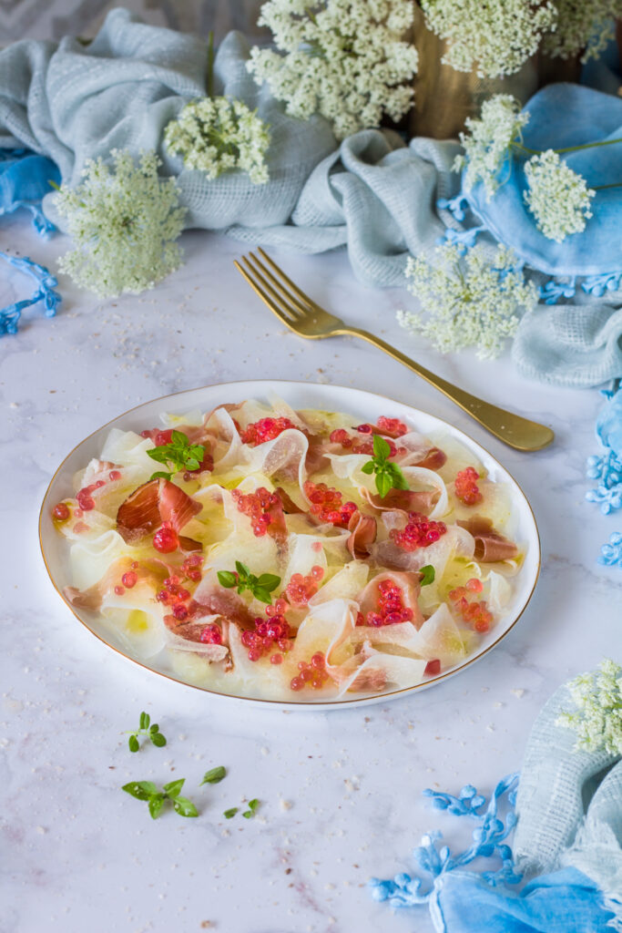 CARPACCIO DI MELONE CON CAVIALE DI BRACHETTO