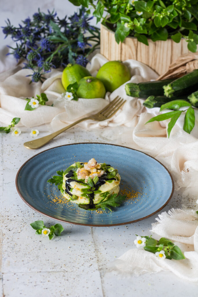 Lasagnette con mazzancolla bottarga e crema di zucchine