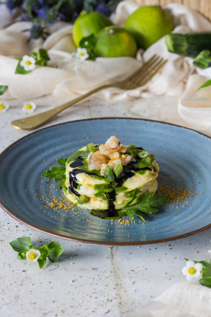 Lasagnette con mazzancolla bottarga e crema di zucchine