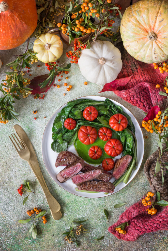 Scamone carne irlandese con gnocchi di zucca