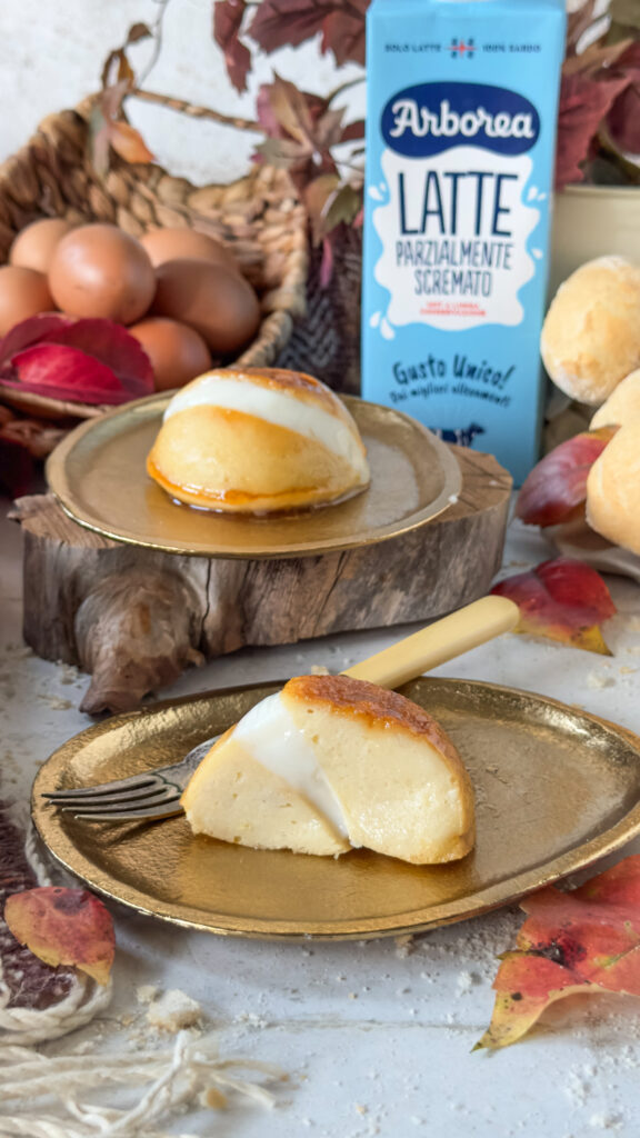 Interno del budino con crema di latte arborea