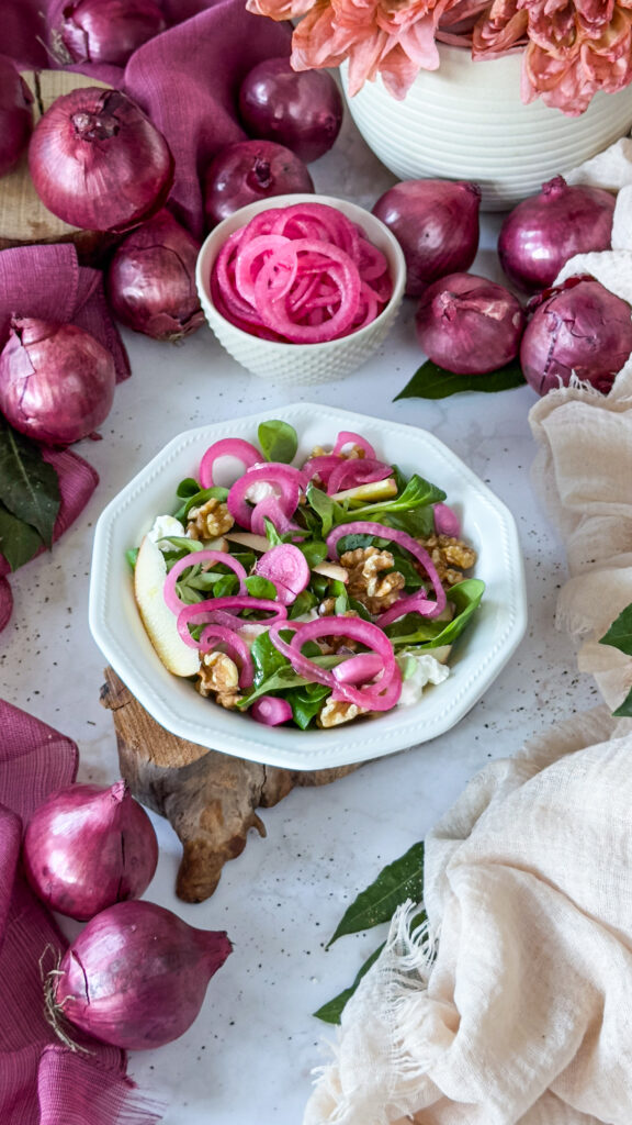 Cipolla rossa marinata alla barbabietola per arricchire insalata